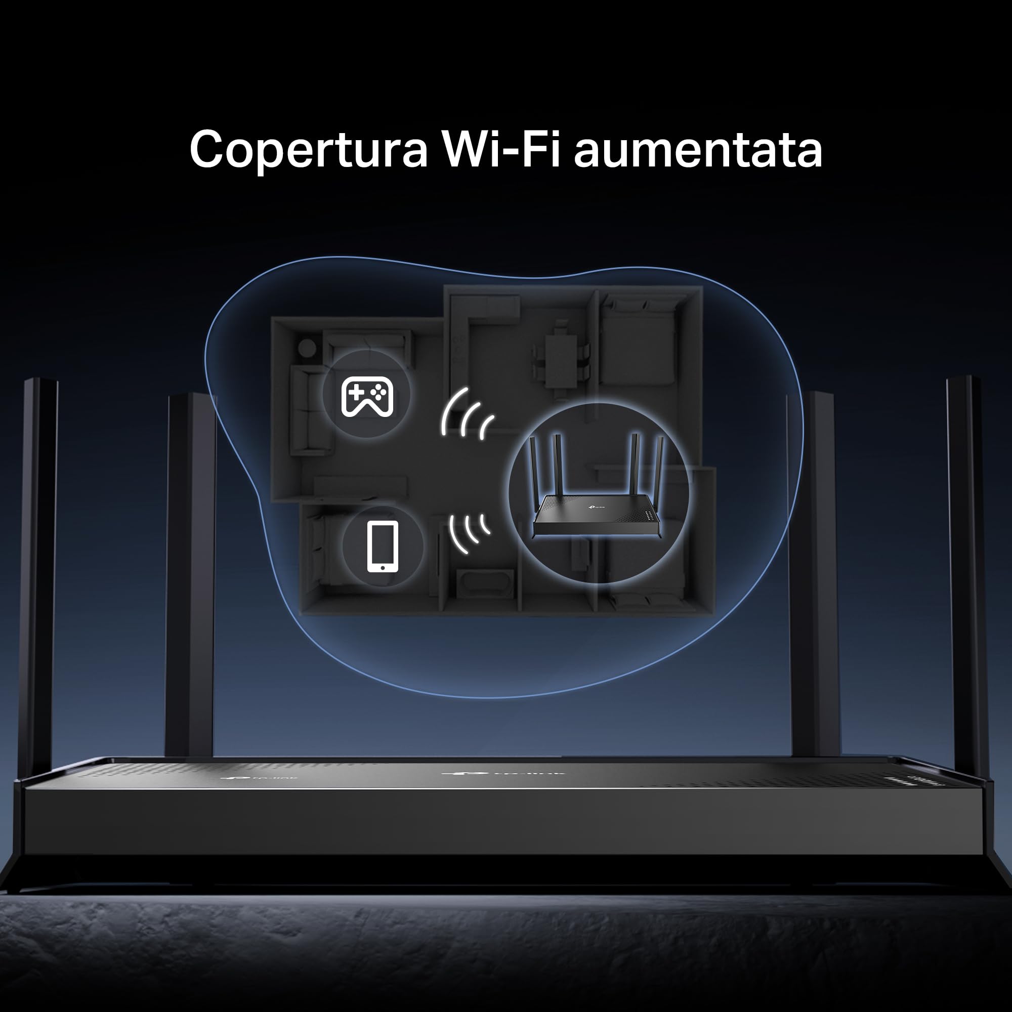 TP-Link Wi-Fi 7 Archer BE220 Router Wi-Fi BE3600Mbps Dual-Band, 5 Porte Gigabit, 4 Antenne Esterne, 4K-QAM, MLO, MU-MIMO, Beamforming, VPN, TP-Link HomeShield