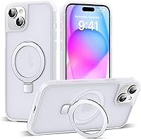 Vista 72 de Funda de grado militar compatible con iPhone 14 Plus de 6.7 pulgadas, con soporte magnético invisible tipo anillo, compatible con MagSafe y gran