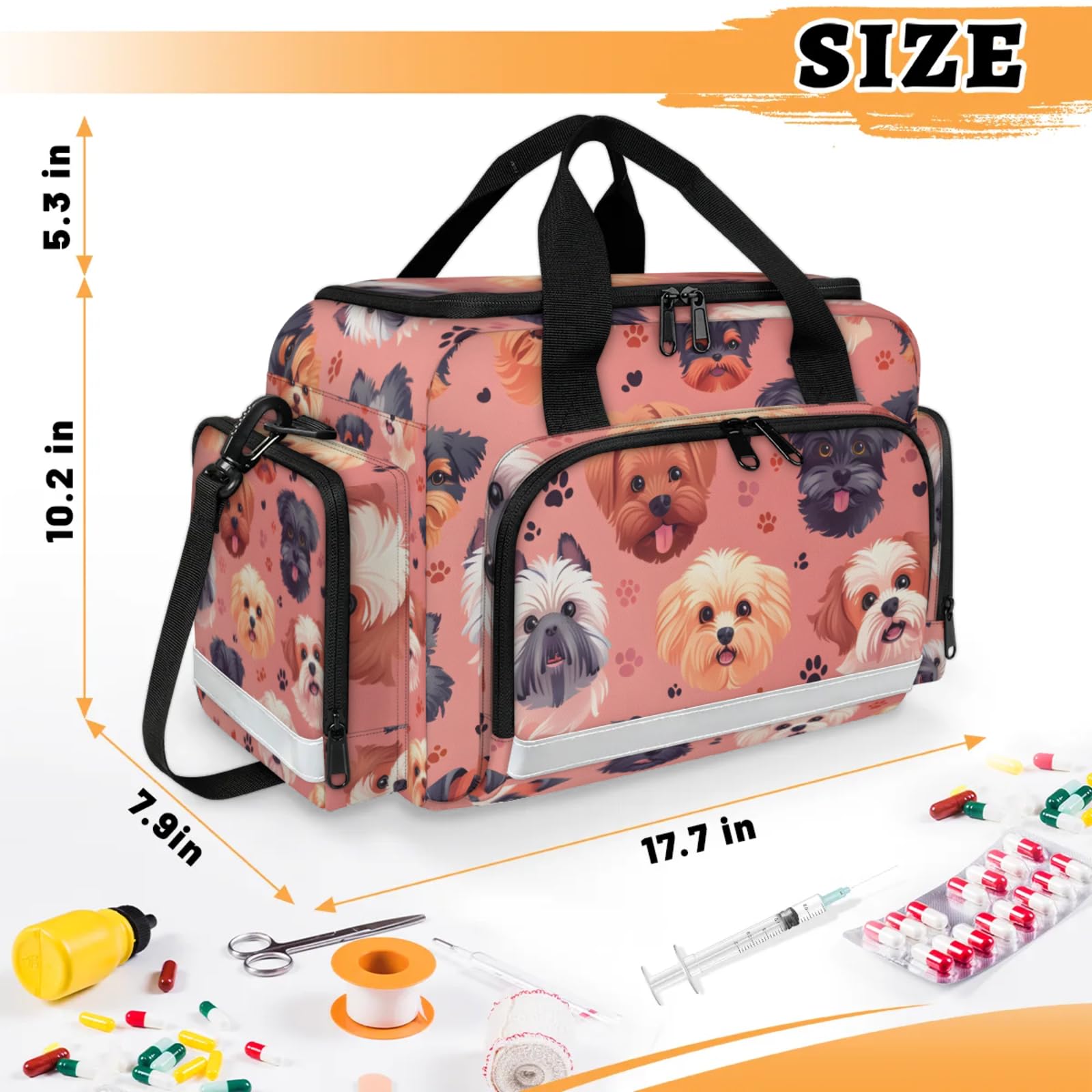 GzLeyigou First Aid Bags Empty, Therapy Dog Emergency Bag First Aid Kit Multiple Compartment Kit Carrier On Call Trauma Bag For Paramedics Emergency Medical Supplies Kit