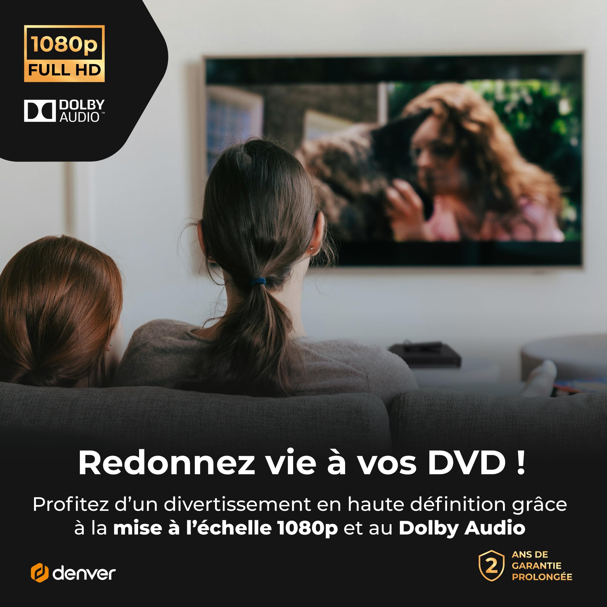 Denver DVH-7787MK3 Lecteur DVD HDMI 1080p, USB, SCART, coaxial, Multi-région, Lecture DVD/CD/MP3/JPEG, Noir