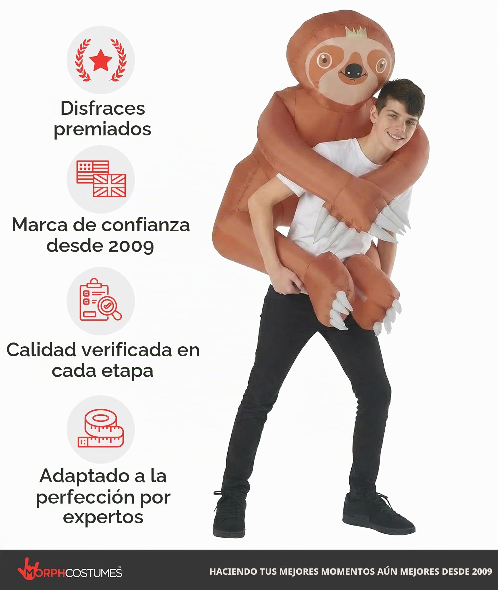Morph Disfraz Hinchable Niño Oso Perezoso, Disfraz Animales para Carnaval y Halloween, Talla única