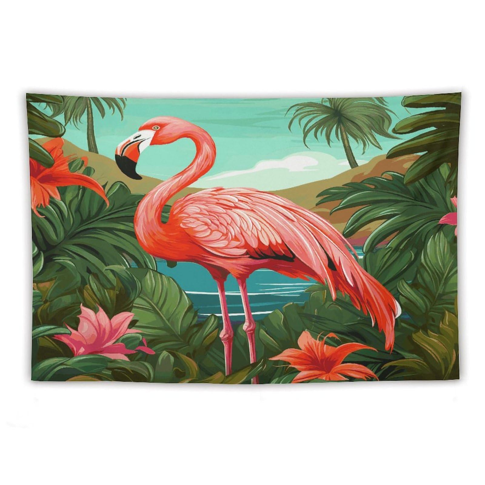 LDGSUPH Tropical Flamingo Tapestry Wall Hanging Decor Anti-fading Aesthetic Wall Tapestries Fashion Wall Blanket Decor Modern Wall Art Tapestry for Bedroom Home Decor 60"x90"