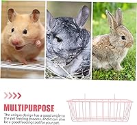 Vista 6 de Accesorios para hámster de cobayas, estante para conejo, conejo, conejo, rosa, hierro forjado, cesta colgante, accesorios para conejillos de indias