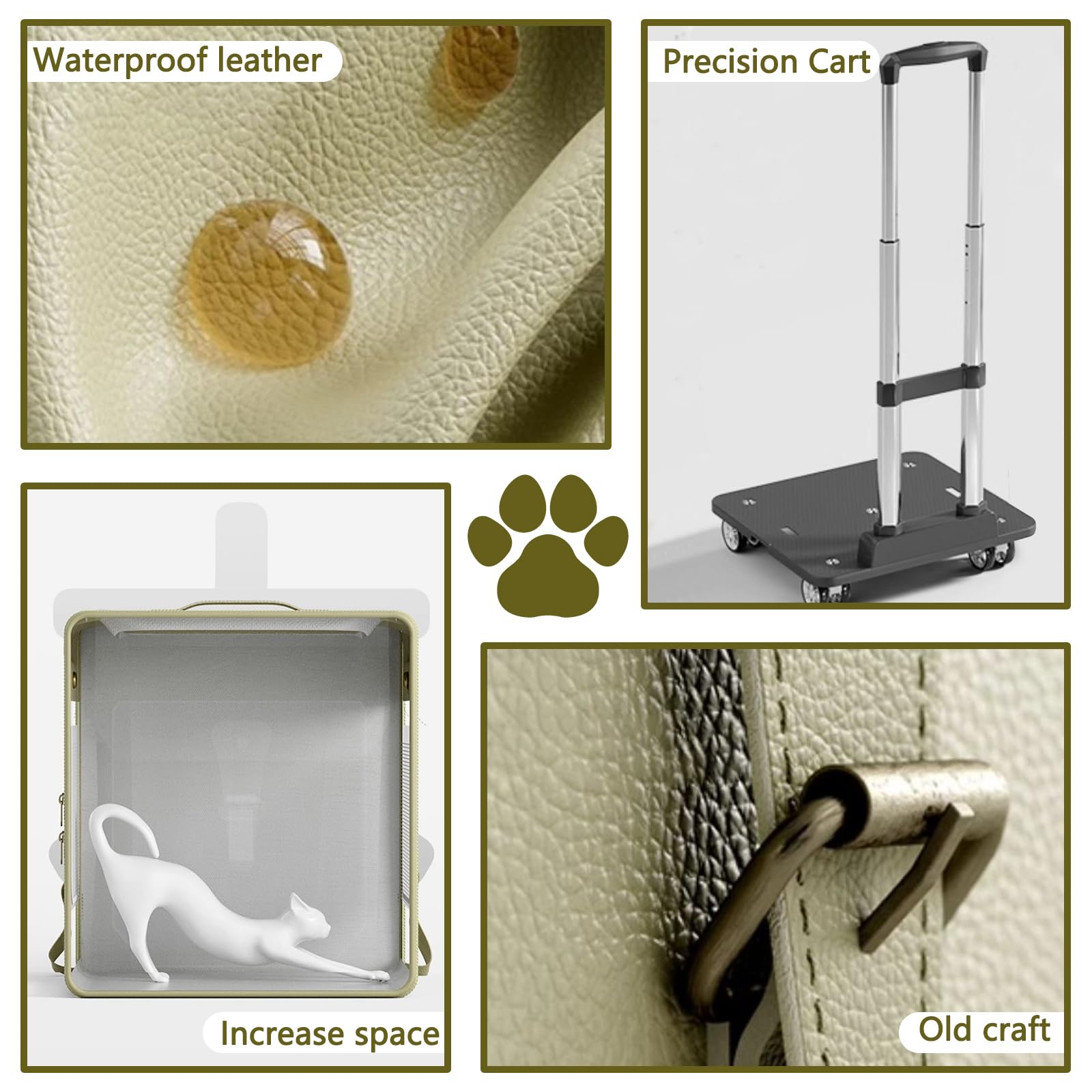 Lollimeow Huisdier rolwagen, hondenrugzak met wielen, katten, puppy's reistas met wielen, hondentrolley (grijs