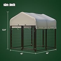 Vista 2 de 8 paneles de alambre soldado para perros grandes al aire libre con techo, perrera resistente para interiores y exteriores, recinto para perros