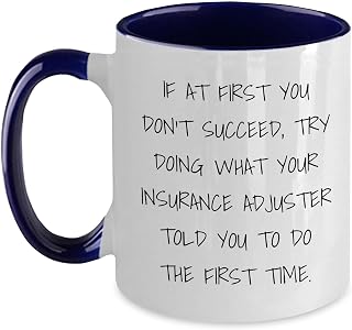 Insurance Adjuster Humor Two Tone Coffee Mug, Funny Gifts for Insurance Adjusters, Gifts from Family, Gifts for Christmas, Insure to Laugh, Laughter is the Best Medicine