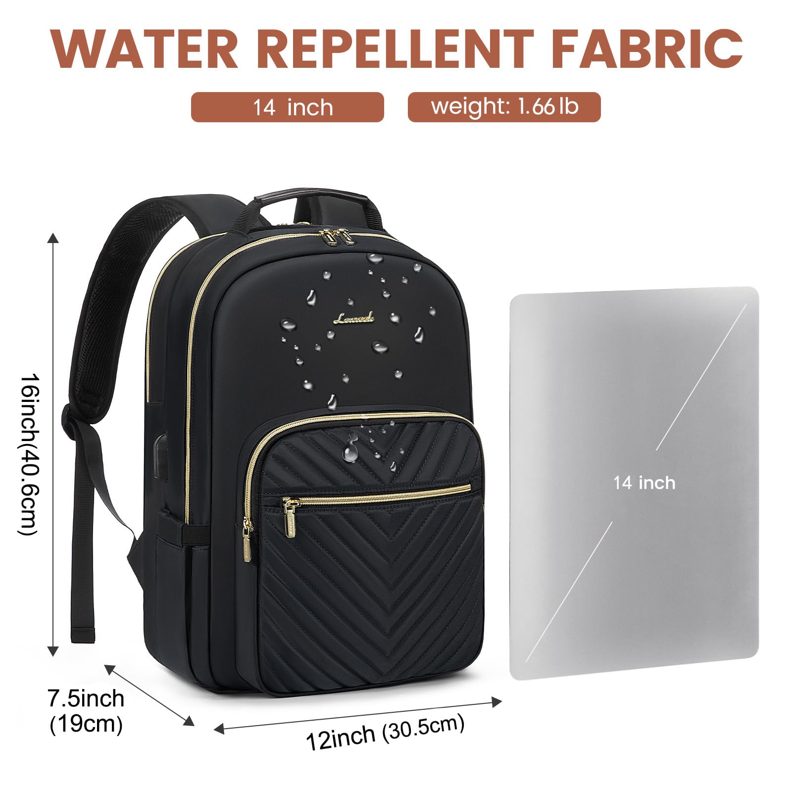 LOVEVOOK Laptop Backpack,Womens Small Backpacks for Work Business Travel School College with USB Charge Port - Image 3