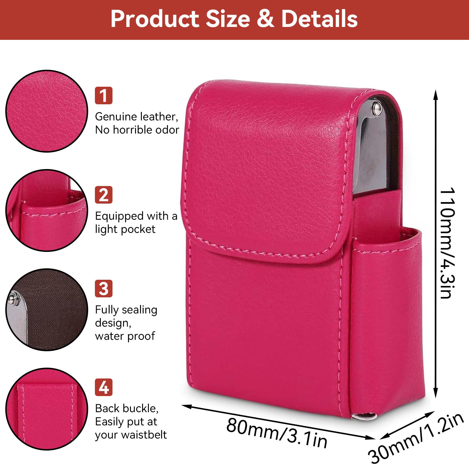 Portasigarette Cover con più Leggero Porta Slot,Portasigarette in Pelle PU,Pacchetto Sigarette Custodia Porta Sigarette per Sigaretta Box per Uomo e Donna per Tabacco Supporto