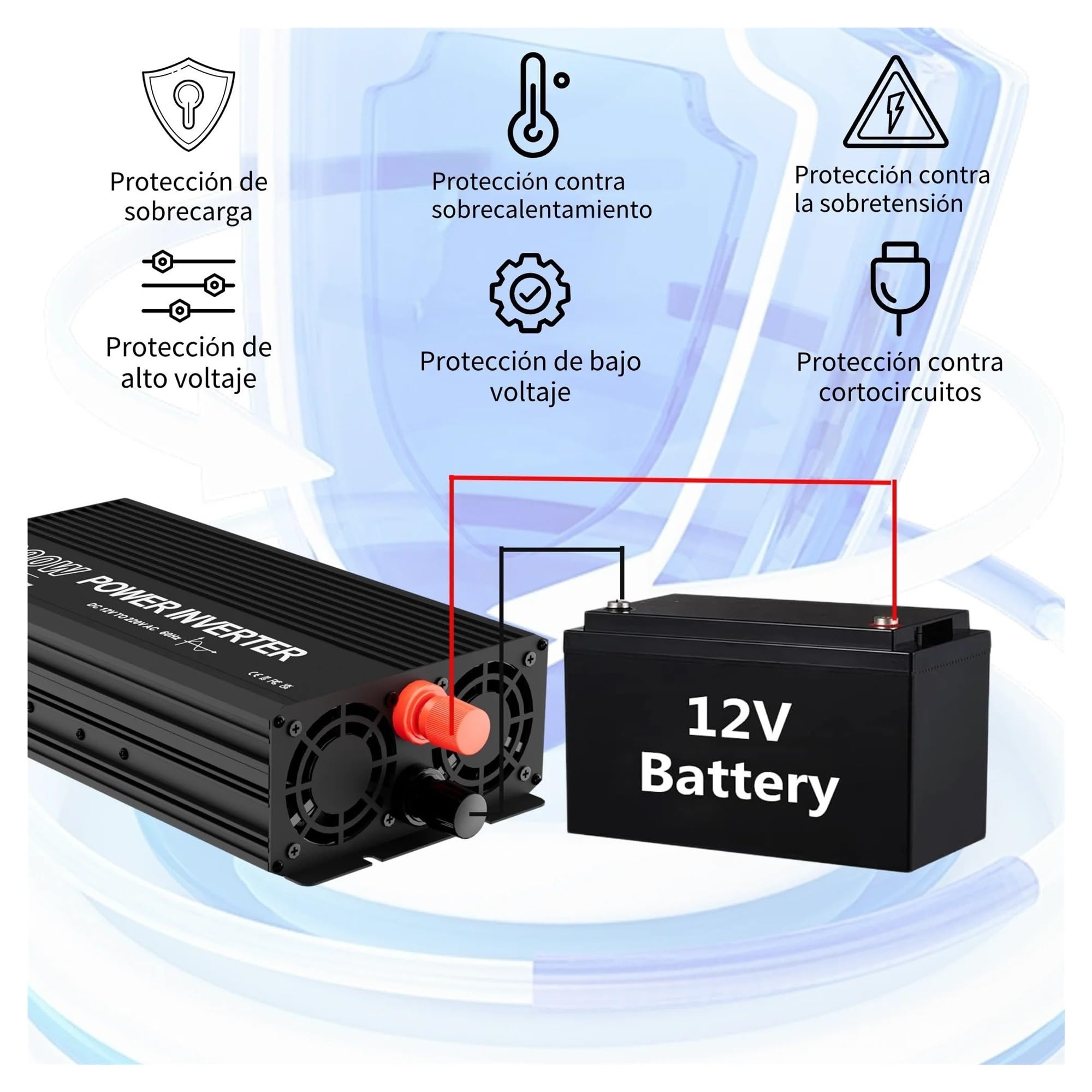 Invertitore Potenza Inverter A Onda Pura 12v 220v, Potenza Di Picco 6000W/potenza Nominale 3000W, Trasformatore 12 V 220V, Convertitore Da CC A CA Per Auto Inverter(12V)