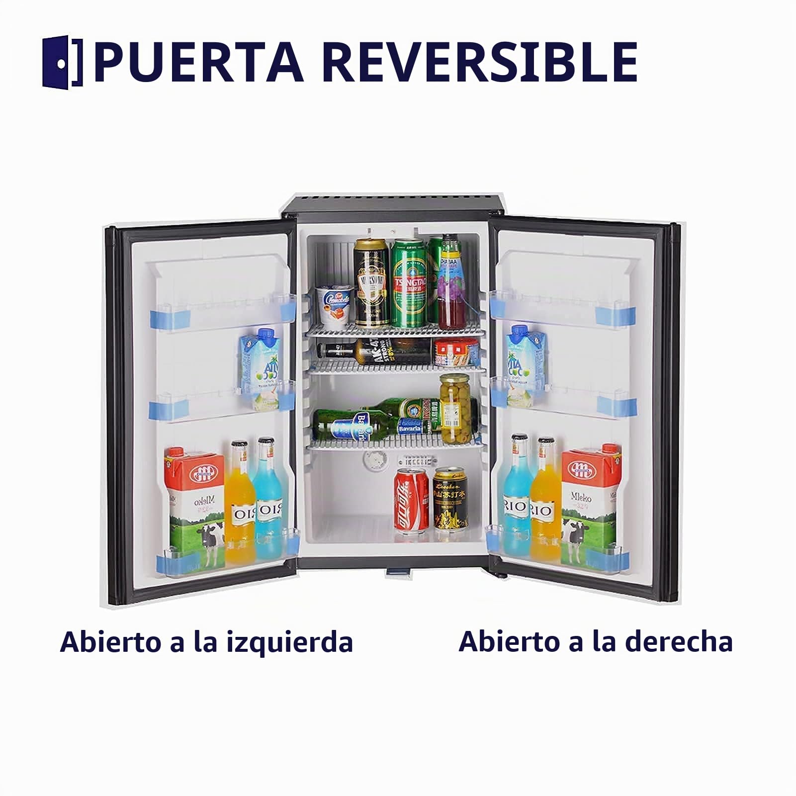 SMETA Nevera para Furgoneta Camper, 50L, Silenciosa 0dB con Cerradura, Nevera 12V 220V, Frigorifico 12V, Portatil, Nevera Pequeña para Caravana Coche Viaje Camping Habitación Hotel Oficina, Negro