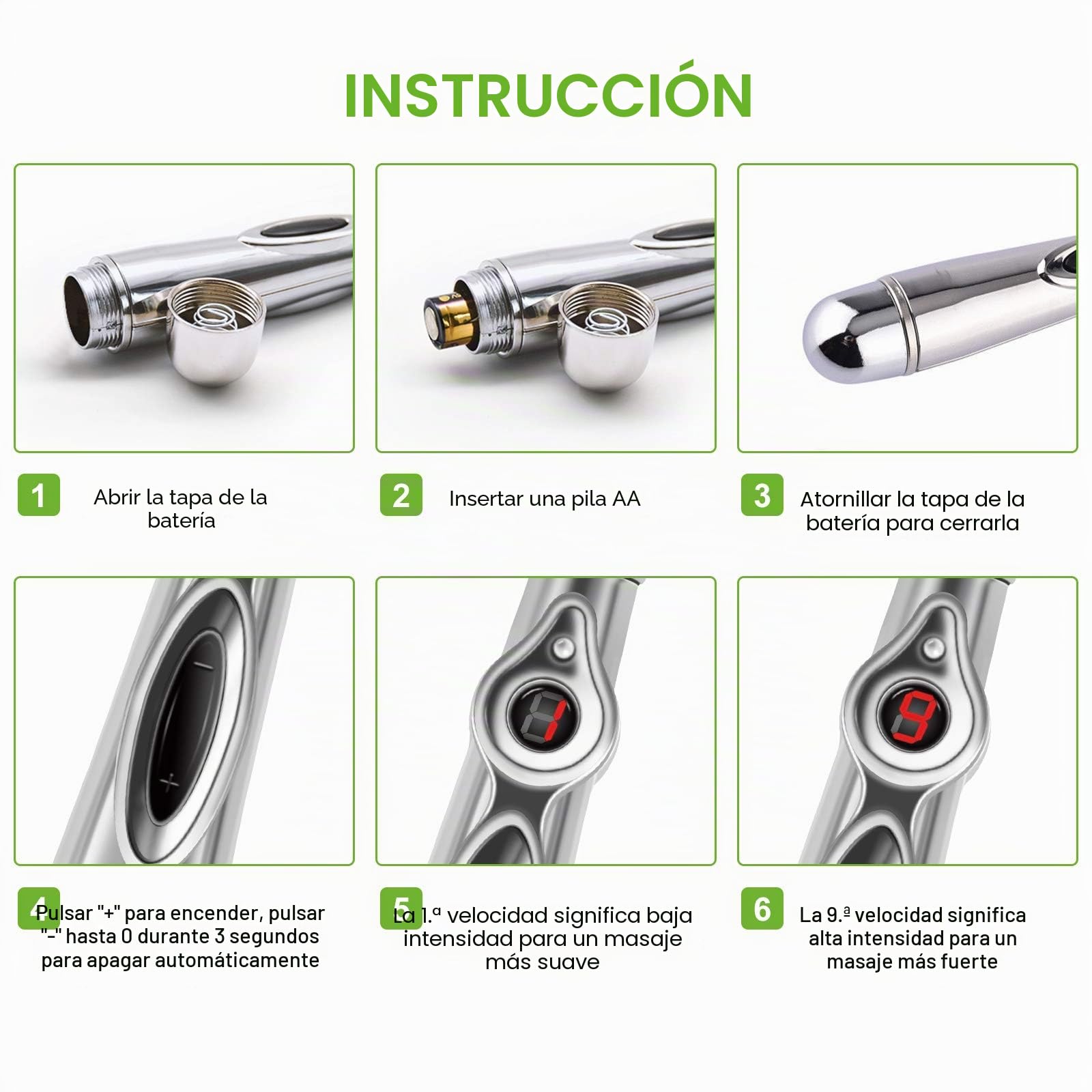 Bolígrafo masajeador electrónico MQUPIN, 5 en 1 con cabezales de masaje reemplazables, bolígrafo de masaje y relajación portátil para relajación muscular