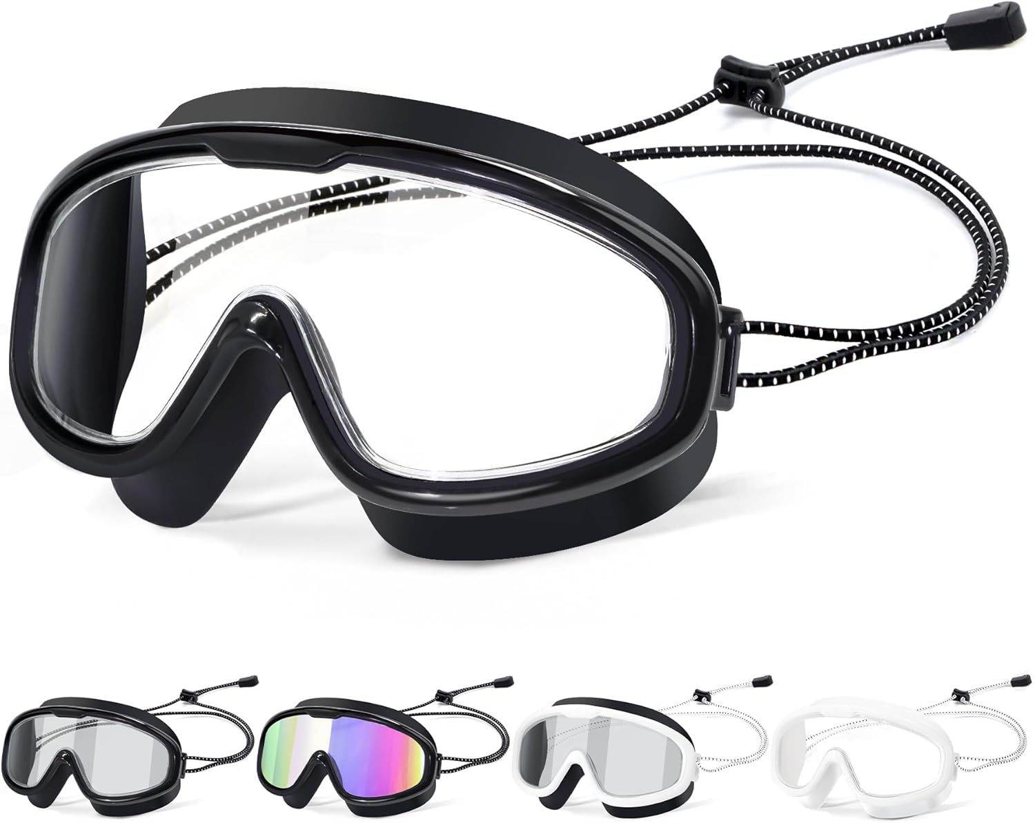 Otionus Swim Goggles for Adult Men Women Youth, Bungee Strap Swimming Goggles No