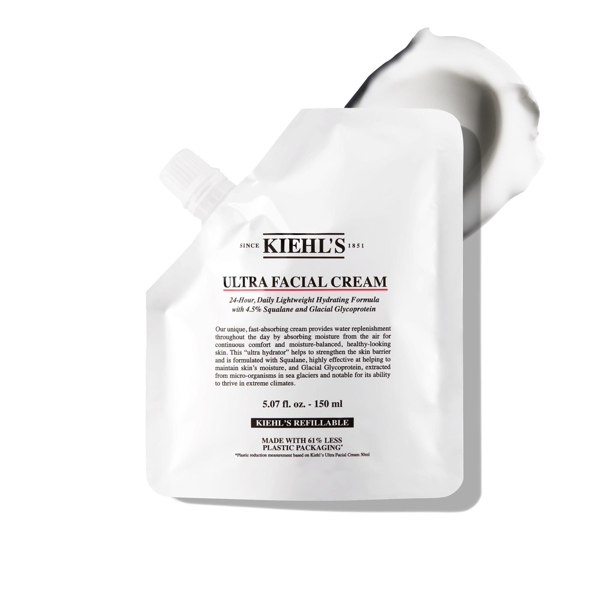 Kiehl's Ultra Facial Cream, Face Moisturiser For Women & Men, Suitable for All Skin Types, Fragrance-Free, 150Ml, Refill Pouch