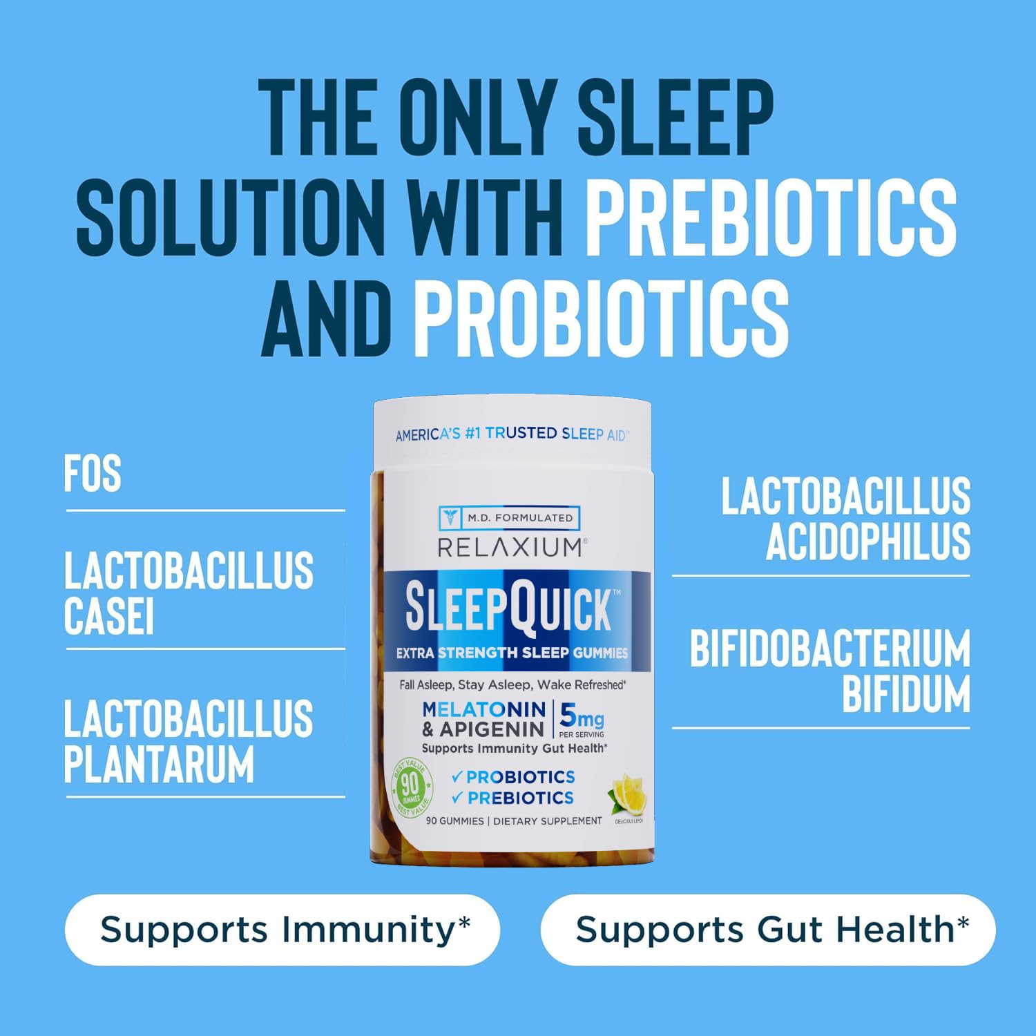 Relaxium SleepQuick Gummies, Sleep Aid, 5 mg Melatonin, D-3, Lemon, 90ct — Amazon image 5