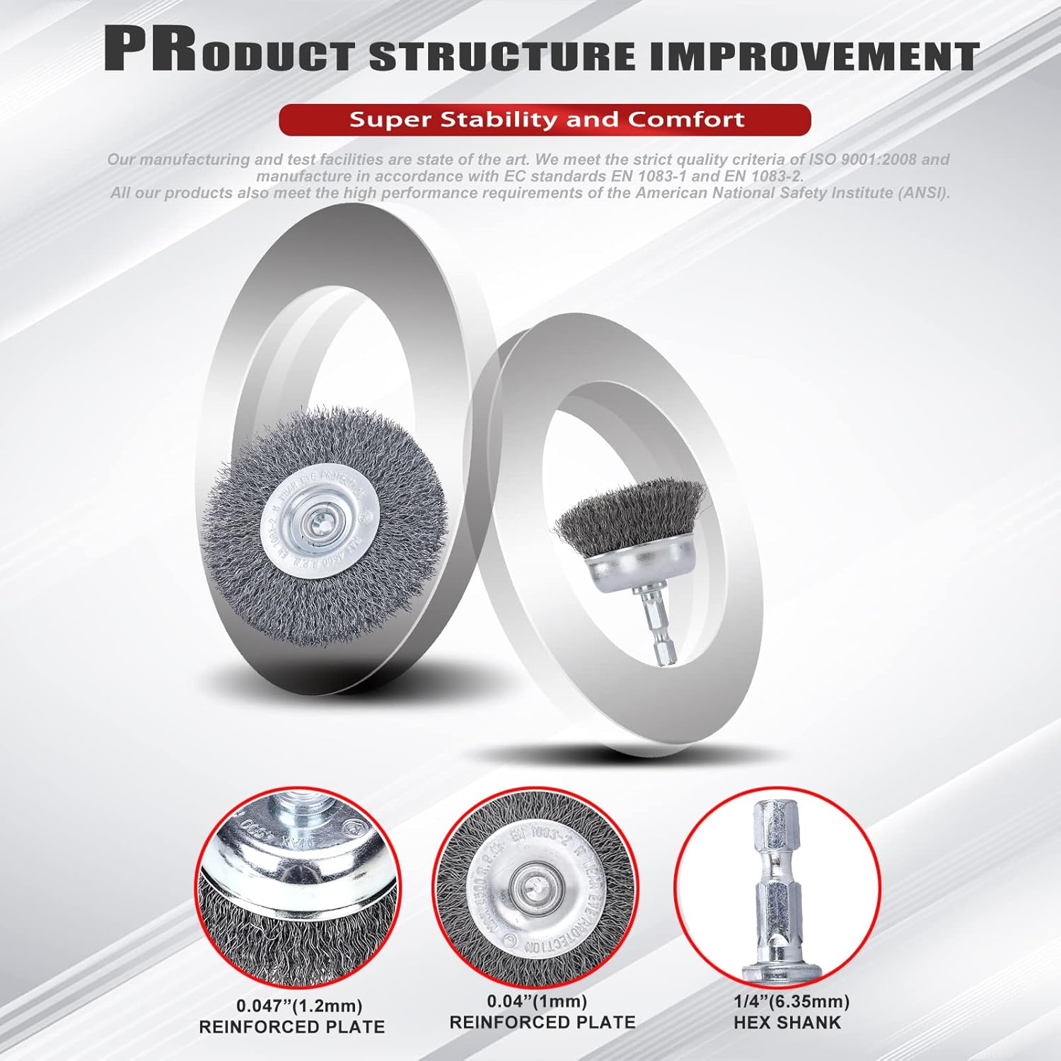 HOYIN-18PC(3PACK 6Piece) Wire Wheel Cup Brush Set|Coarse Crimped Carbon Steel|1/4In Hex Shank|for Drill : Industrial & Scientific