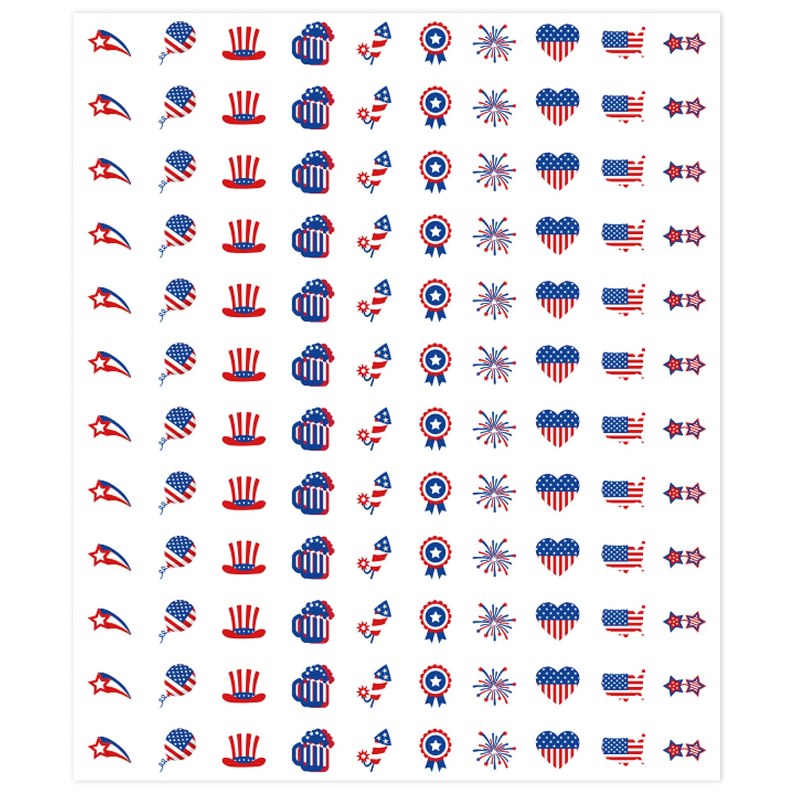 JarThenaAMCS 2400Pcs Patriotic Mini Sticker Star Heart American Flag Paper Decal 4th of July Adhesive Sticker for Independence Day Planner Reward