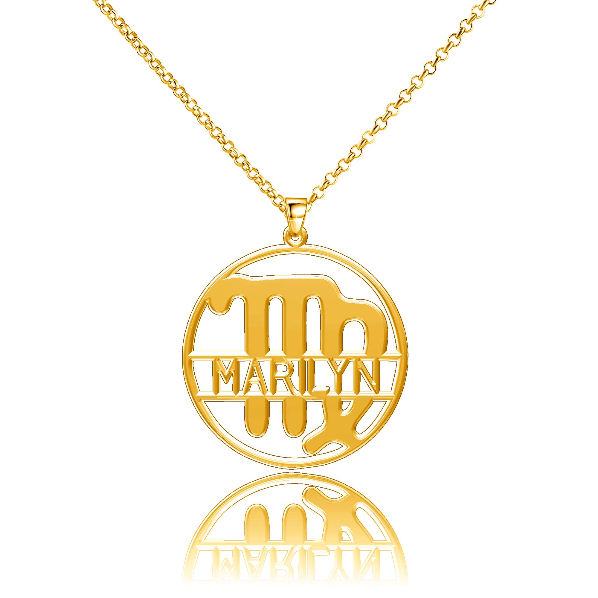 LoEnMe Jewelry Sterling Silver 12 Constellations Custom Zodiac Signs Virgo Personalized Name Necklac