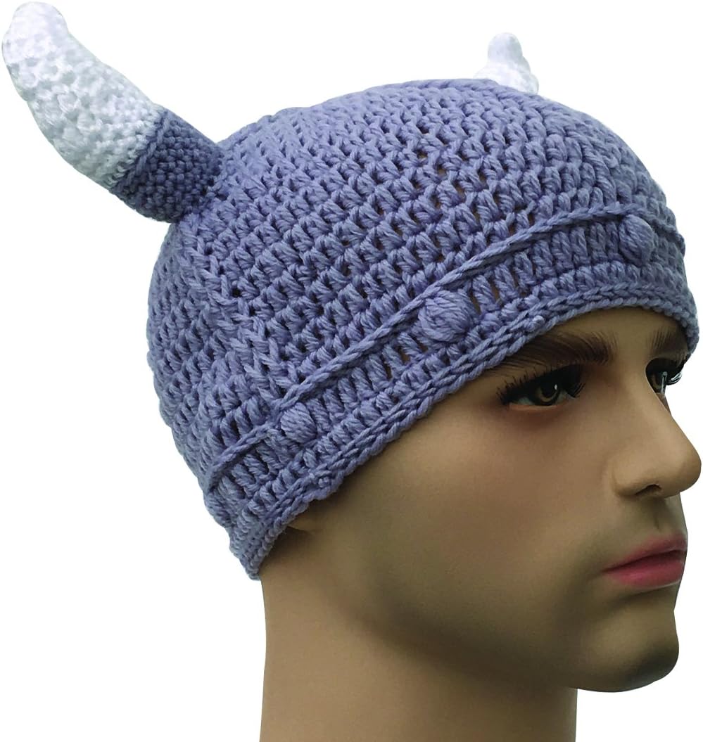 Kafeimali Unisex Barbarian Knight Knit Hat Viking Horns Beanie Funny Caps - Image 5