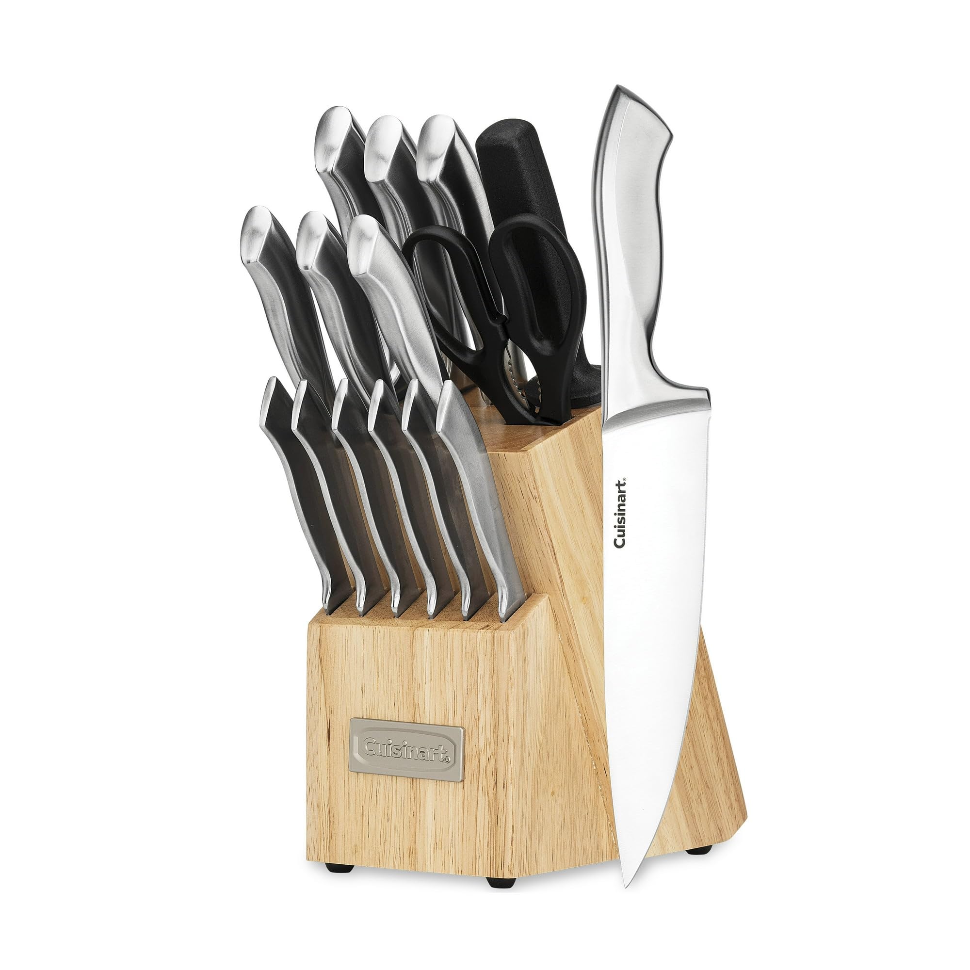 Classic 15pc Stainless Steel Knife Block Set - This Complete 15pc Set Includes A Knife For Every Cutting Task, Ergonomically Designed Stainless Steel Handles Provide Comfort