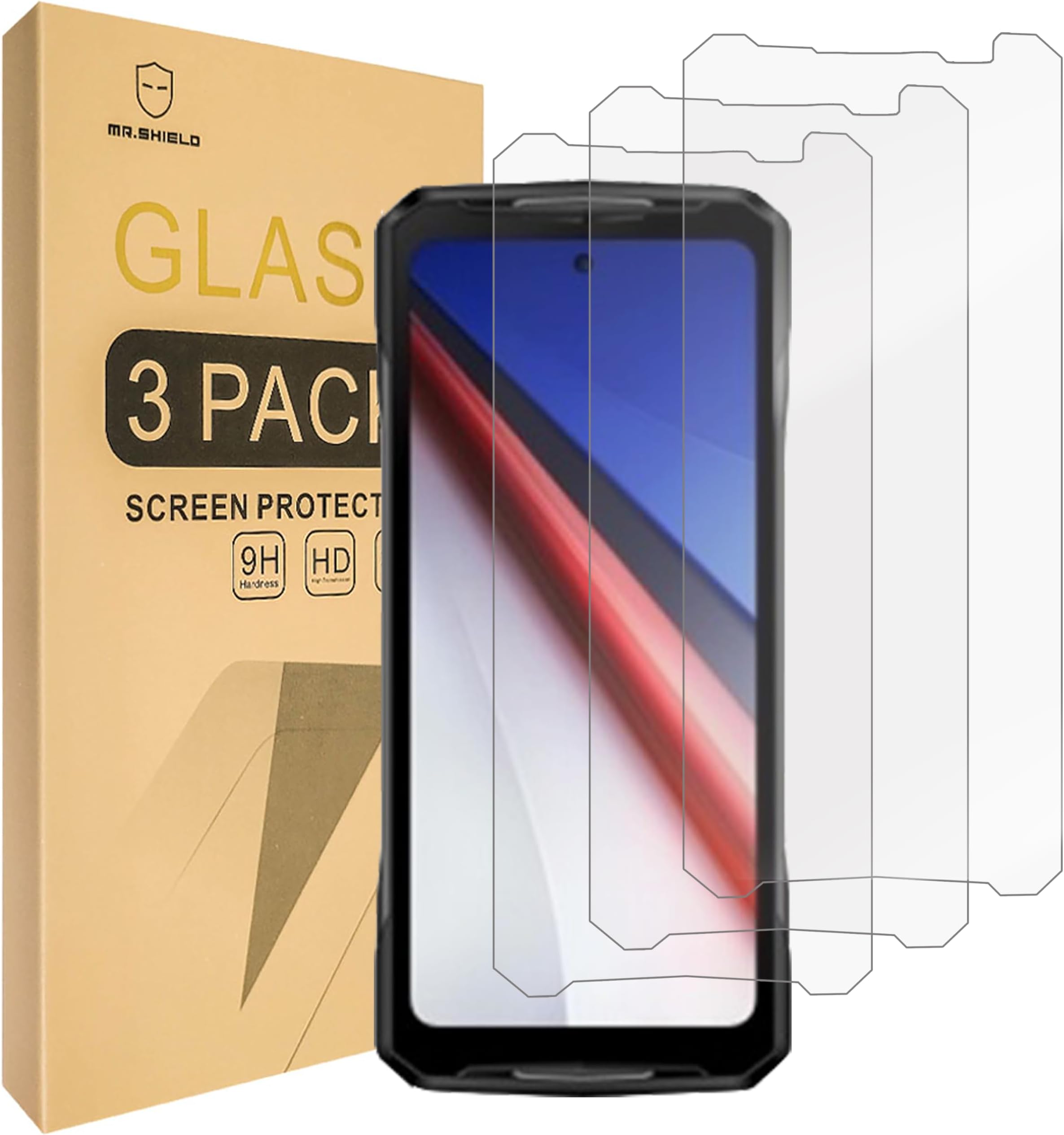 Mr.Shield Screen Protector compatible with Doogee V40 / V40 Pro [Tempered Glass] [3-Pack] [Japan Glass with 9H Hardness]