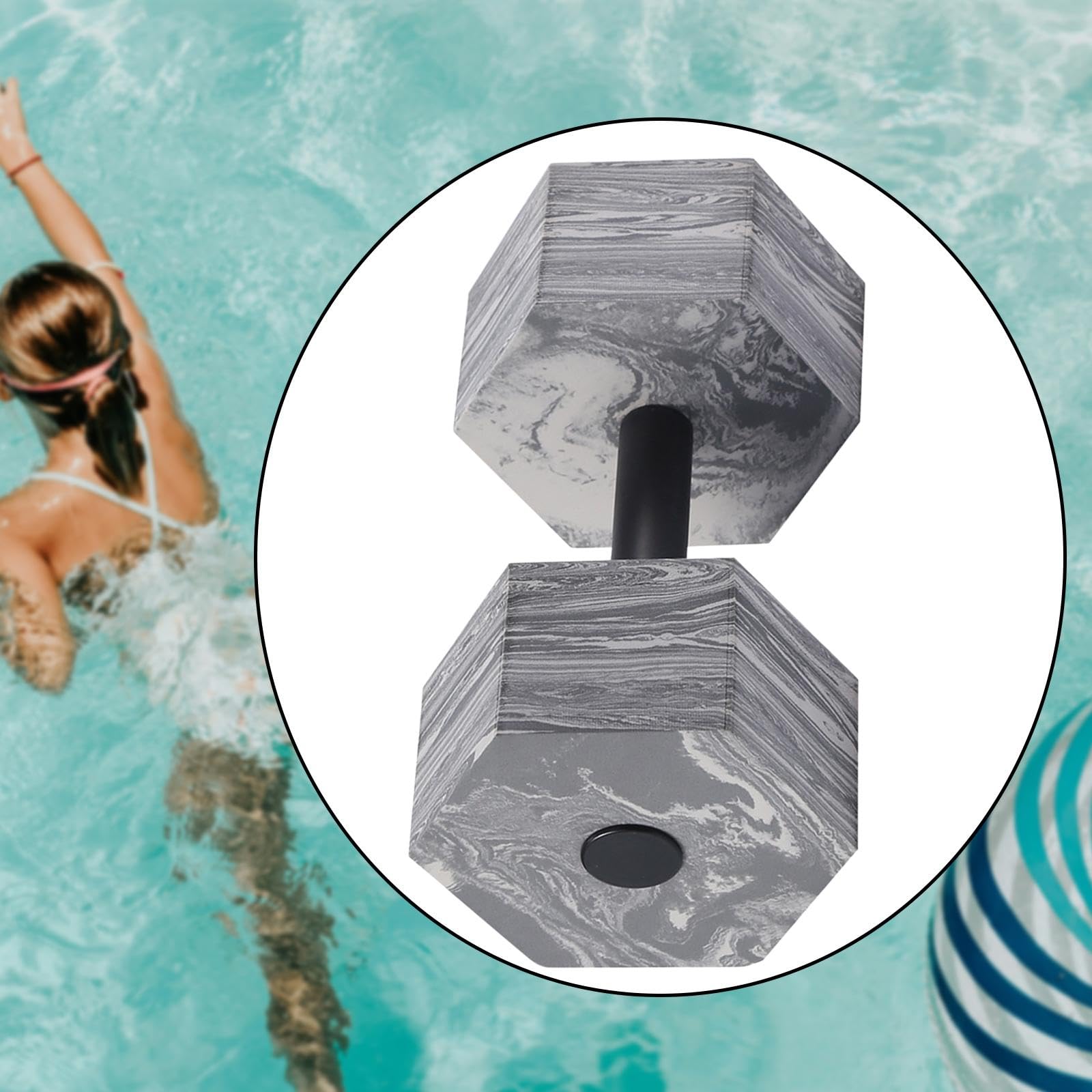 rockible Pool Exercise Dumbbell Pool Fitness Aquatic Exercise Dumbbell Lightweight, Men Women, Swim Weights, Gray