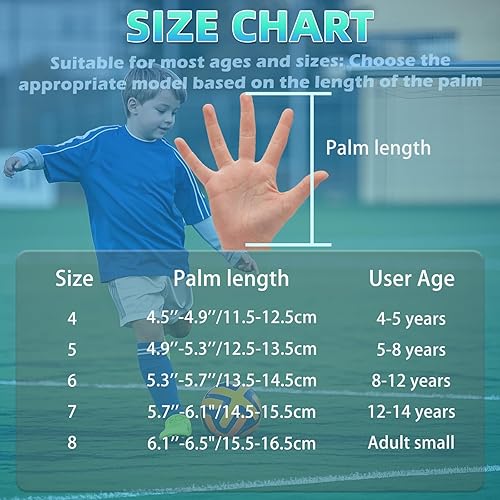 Miniatura 5 de Clbort - Guantes de portero de fútbol para jóvenes y niños, guantes de portero con palmas de súper agarre, guantes de fútbol antideslizantes,
