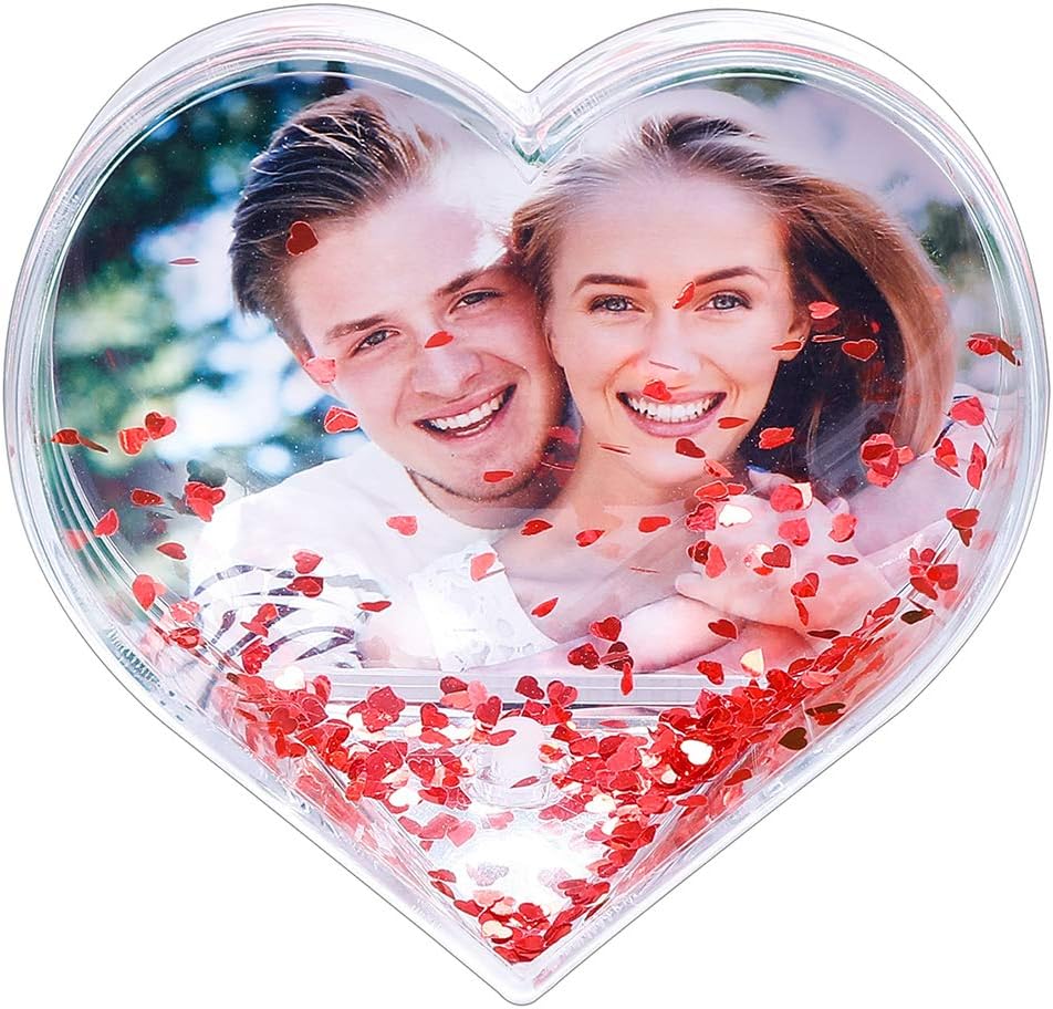 Glitter Heart Shaped Picture Frames Liquid Snow Globe Photo Frame for ...