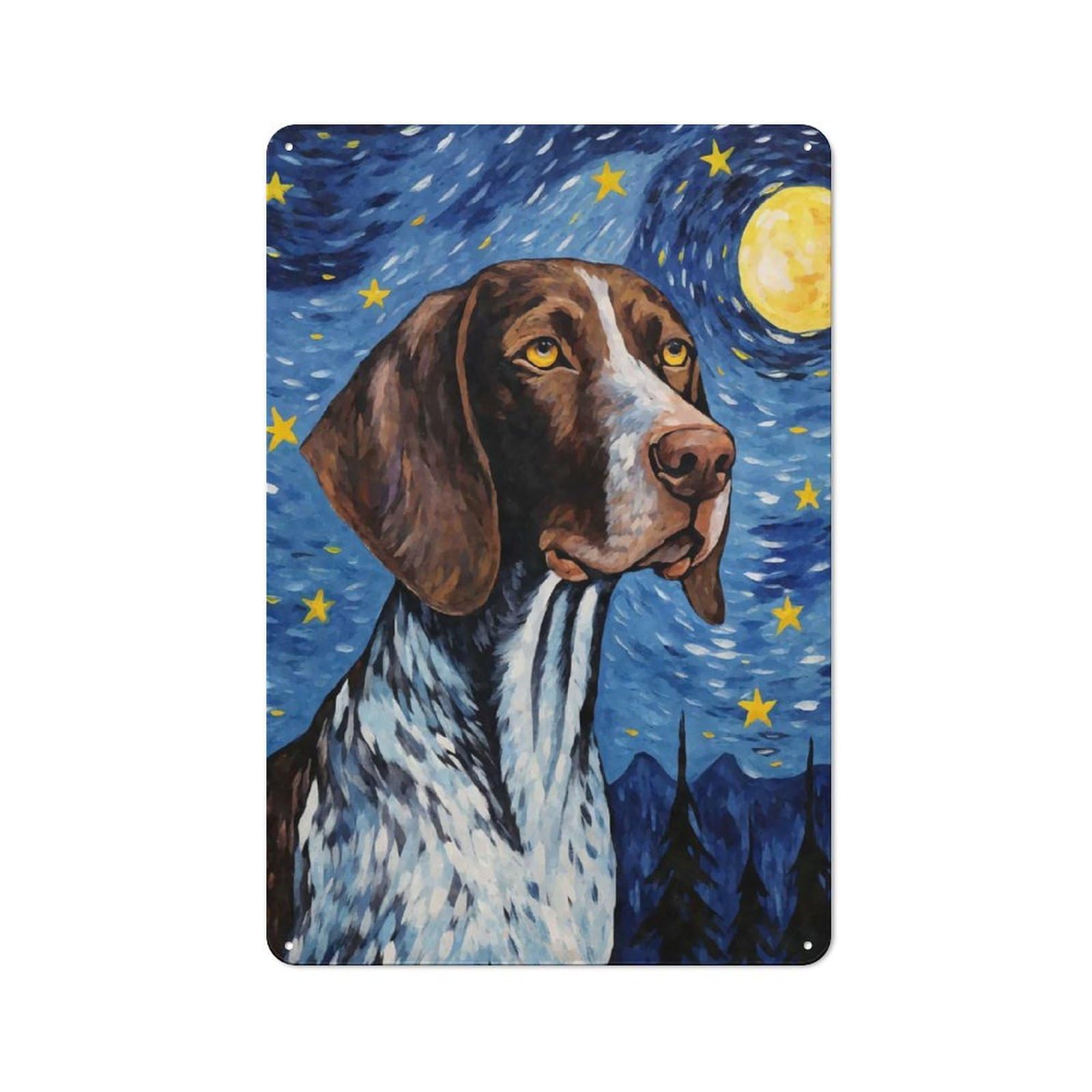 Junmoney Style-20 Vintage Vintage Tin Sign 30X20cm Featuring German Shorthaired Pointer, Cafe Wall Decor For Coffee Bar, Kitchen, Bistro Or Tea Corner