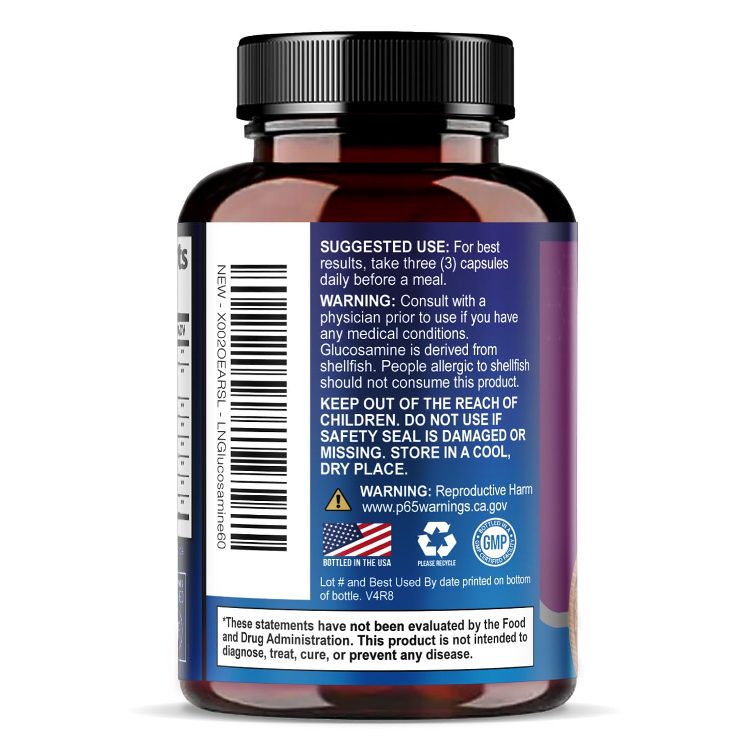 Glucosamine Chondroitin MSM 2100mg - 3X Strength Joint Support Supplement with Turmeric, Glucosamine Sulfate, Boswellia - For Natural Flexibility, Cartilage, Mobility - Bottled in USA - 60 Capsules — Amazon image 8