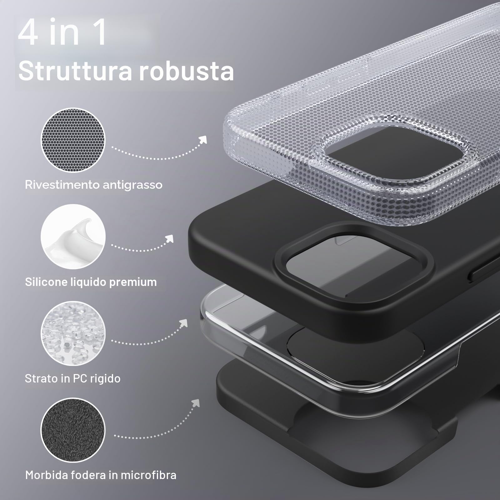 JETech Cover Silicone per iPhone 14 6,1 Pollici, Protettiva per Tutto il Corpo Morbida al Tatto, Custodia Antiurto con Fodera in Microfibra (Nero)