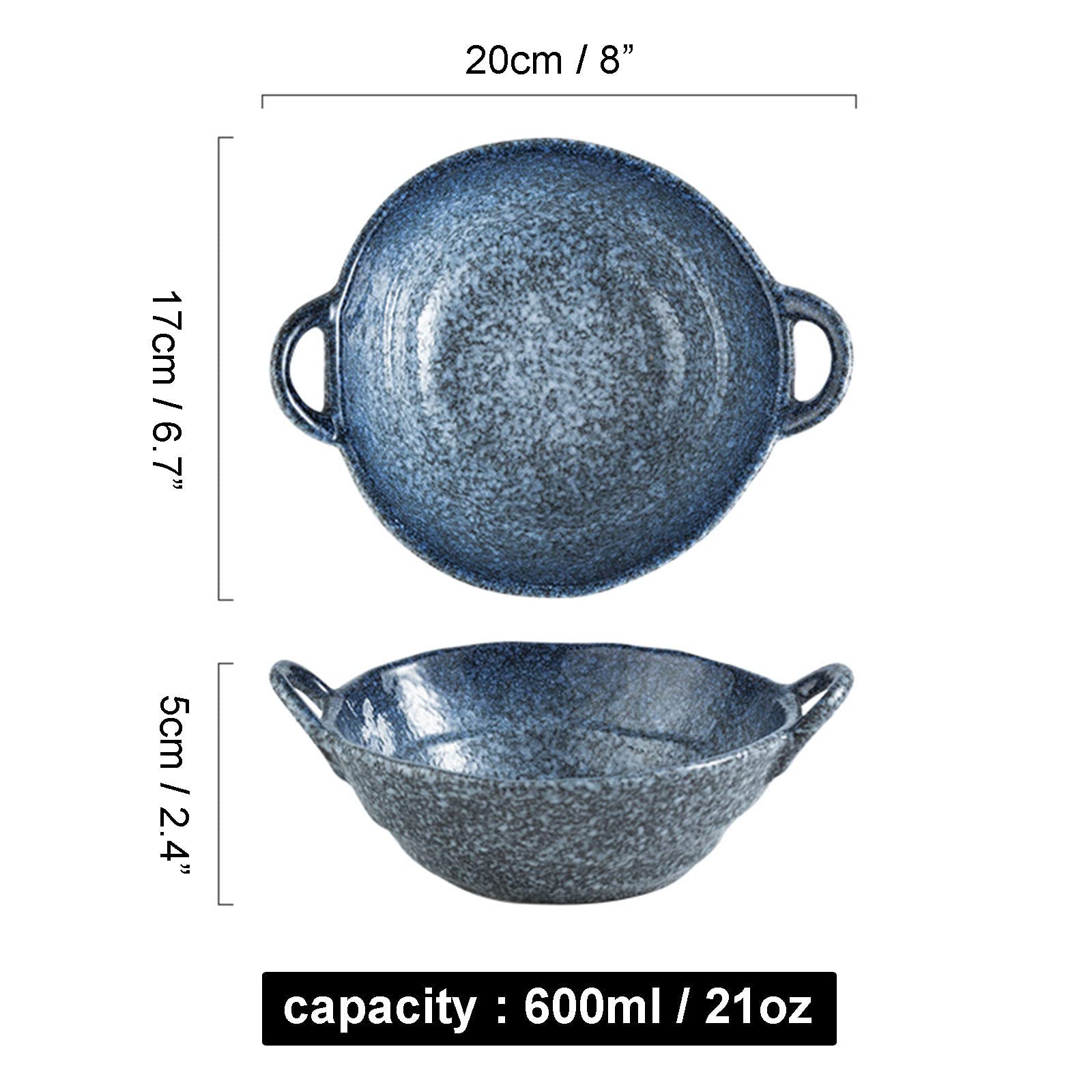 Vaisselle Bol à soupe ramen en céramique, tasse à soupe, grand bol à ramen en céramique, bol à soupe à l'oignon profond allant au four, bol de service allant au micro-ondes.-blanc-600 ml 21 oz (couleu