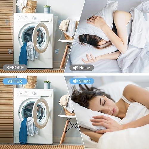 Miniatura 4 de DEWEL Almohadillas antivibración para lavadora  4 piezas  Alfombrillas de goma antivibración que promueven el ruido de la lavadora y la secadora,