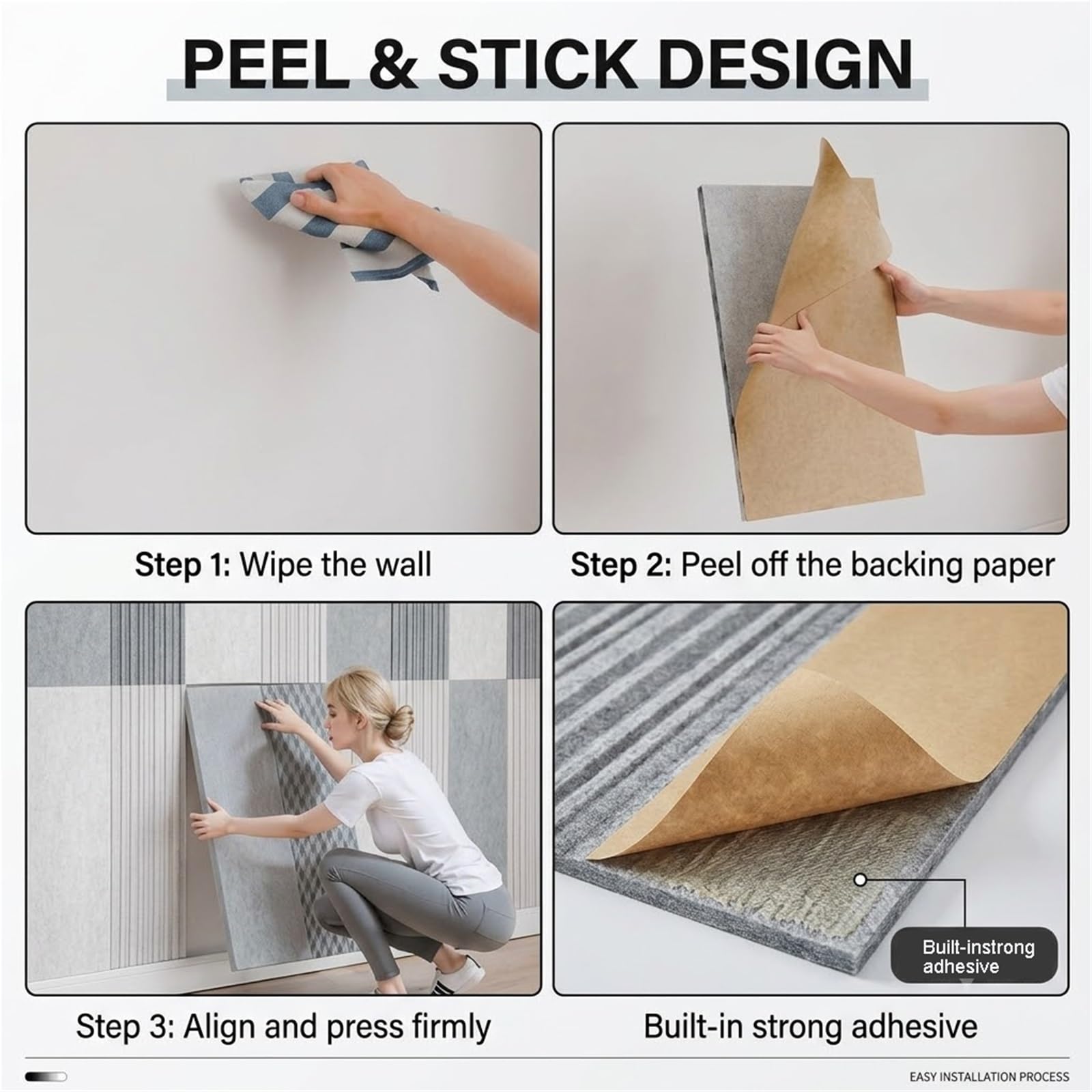 Pannelli Fonoassorbenti Autoadesivi Decorazione(D,6pcs/100x50cm) | Spessore 9mm|Poliestere alta densità|Isolamento termico|Senza colla extra|Per camera e home theater