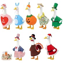 QYCHHJ Porch Goose Outfits Set of 8 Holiday Porch Goose Valentine St. Patrick Easter Summer 4th of July Fall Halloween Christmas for All Seasons 23 inch Lawn Porch Goose Clothing for Patio Yard Decor