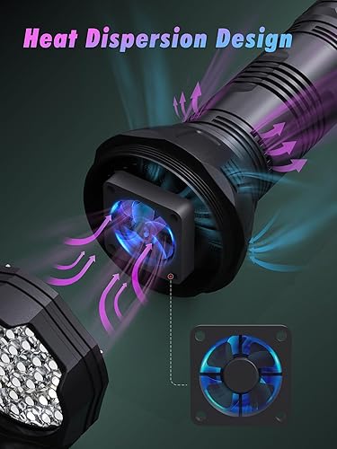 Miniatura 5 de Mesqool Linterna UV recargable, 51 LED de 365 nm y 395 nm, doble linterna de luz negra UV para gatos, perros, detector de orina de mascotas, curado