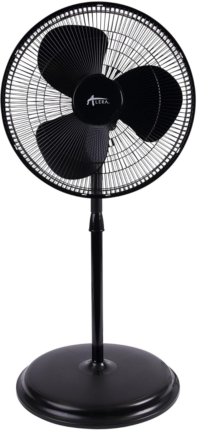 Alera 16" 3-Speed Oscillating Pedestal Stand Fan, Metal, Plastic, Black