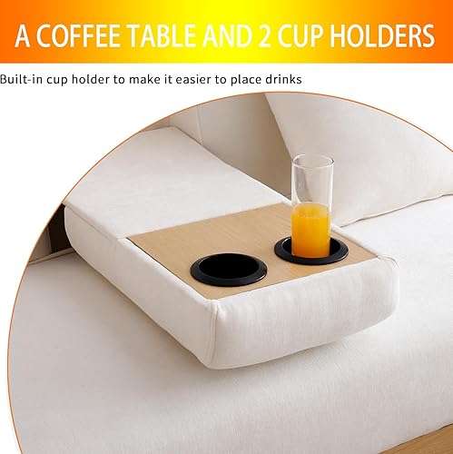 Miniatura 6 de Sofá convertible para sala de estar con otomana de almacenamiento, sofá cama plegable doble multifuncional con 2 cajones y portavasos para sala de
