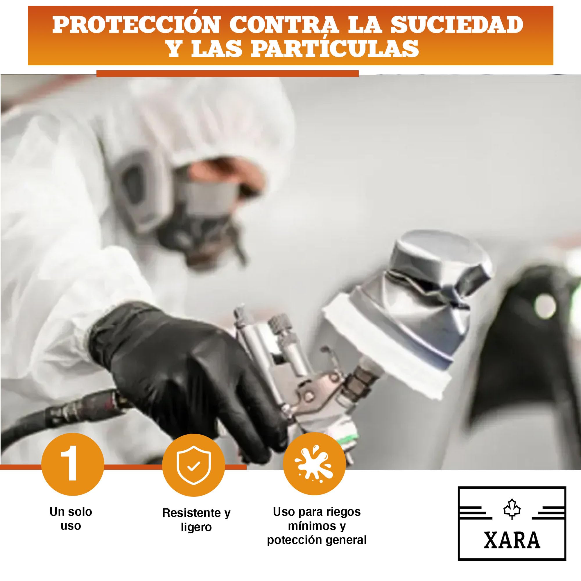 XARA - Pack 5 Mono Desechable Blanco de TNT con Capucha - Buzo Blanco Desechable Protección contra Suciedad y Partículas - Cómodo y Transpirable - 100% Reciclable
