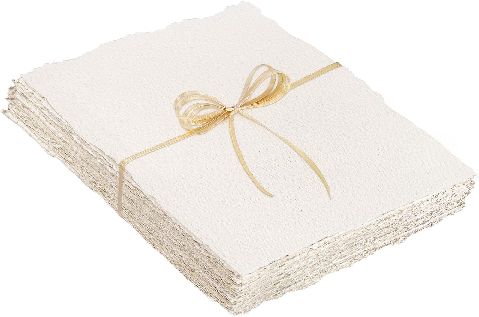 25 Sheets Watercolor Paper 8.5 x 11, 300 GSM Deckled Edge Paper Rough/Textured Handmade Paper Cotton Paper for Watercolors, Wedding Invitations, Cards, Crafts