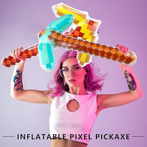 Miniatura 5 de Paquete de 10 piquetas inflables de 28 pulgadas, juguetes inflables de píxeles para niños, recuerdos de fiesta, Halloween, carnaval, cumpleaños,
