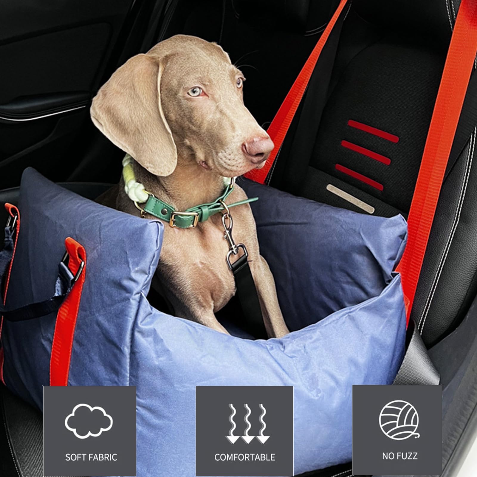 Siège Auto Pour Chien - Noir 40x30x25 Cm - Avec Ceinture De Sécurité Et Sangles - Pour Chien Petite/moyenne Taille