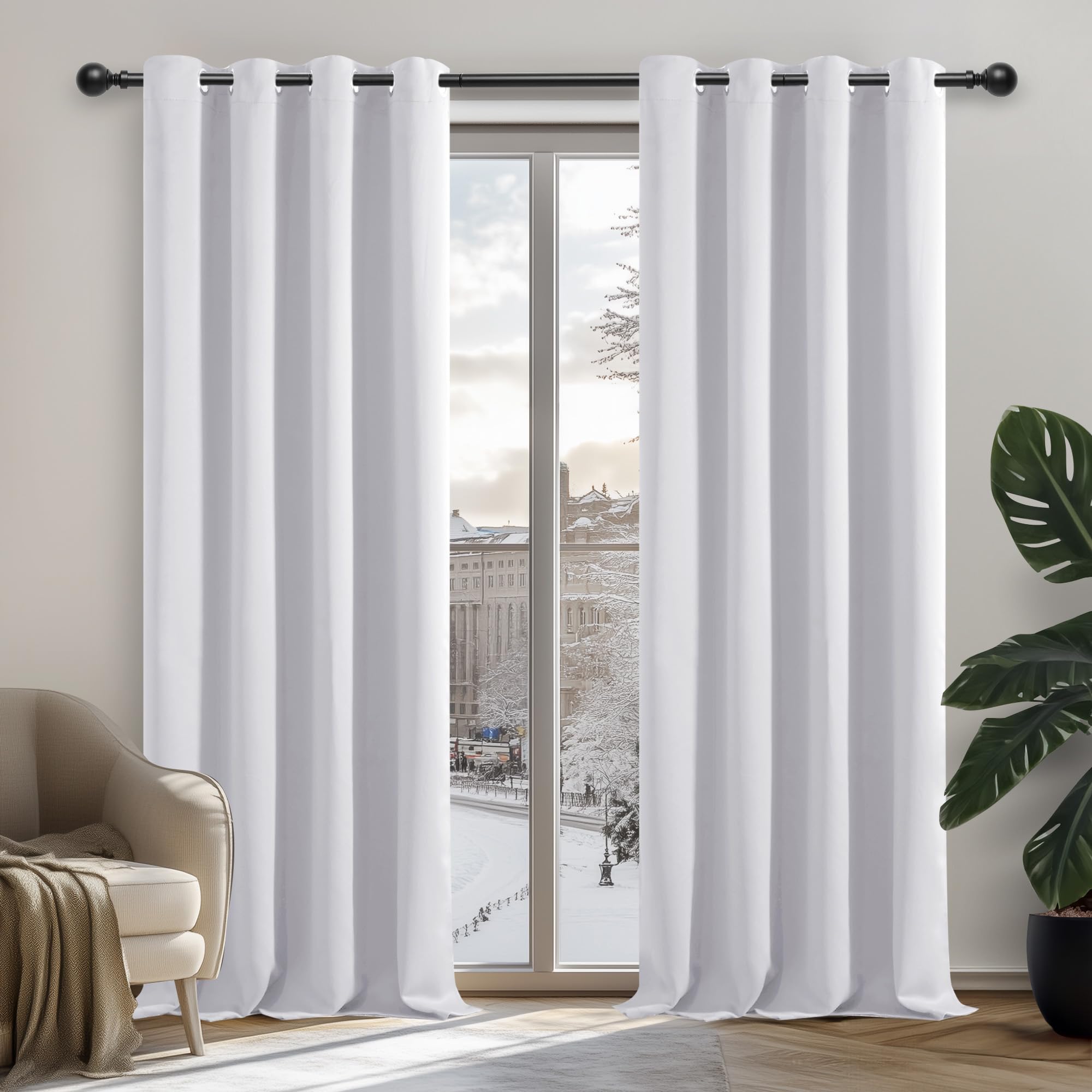 Deconovo Tende Oscuranti per Interni 2 Pezzi 270 CM Altezza, Termiche Isolanti, Anti-Rumore, con Anelli, Ideali per Camera da Letto e Soggiorno, 140x270 CM, Grigio Perla