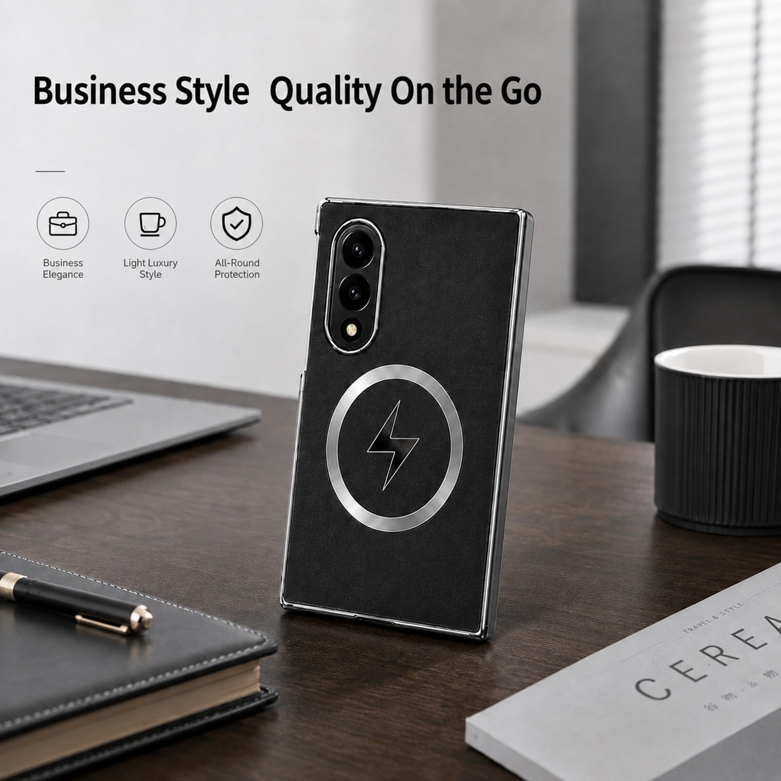 Magnetica Custodia per Samsung Galaxy Z Fold 8, Sottile e Leggera,Nero,Fold 8