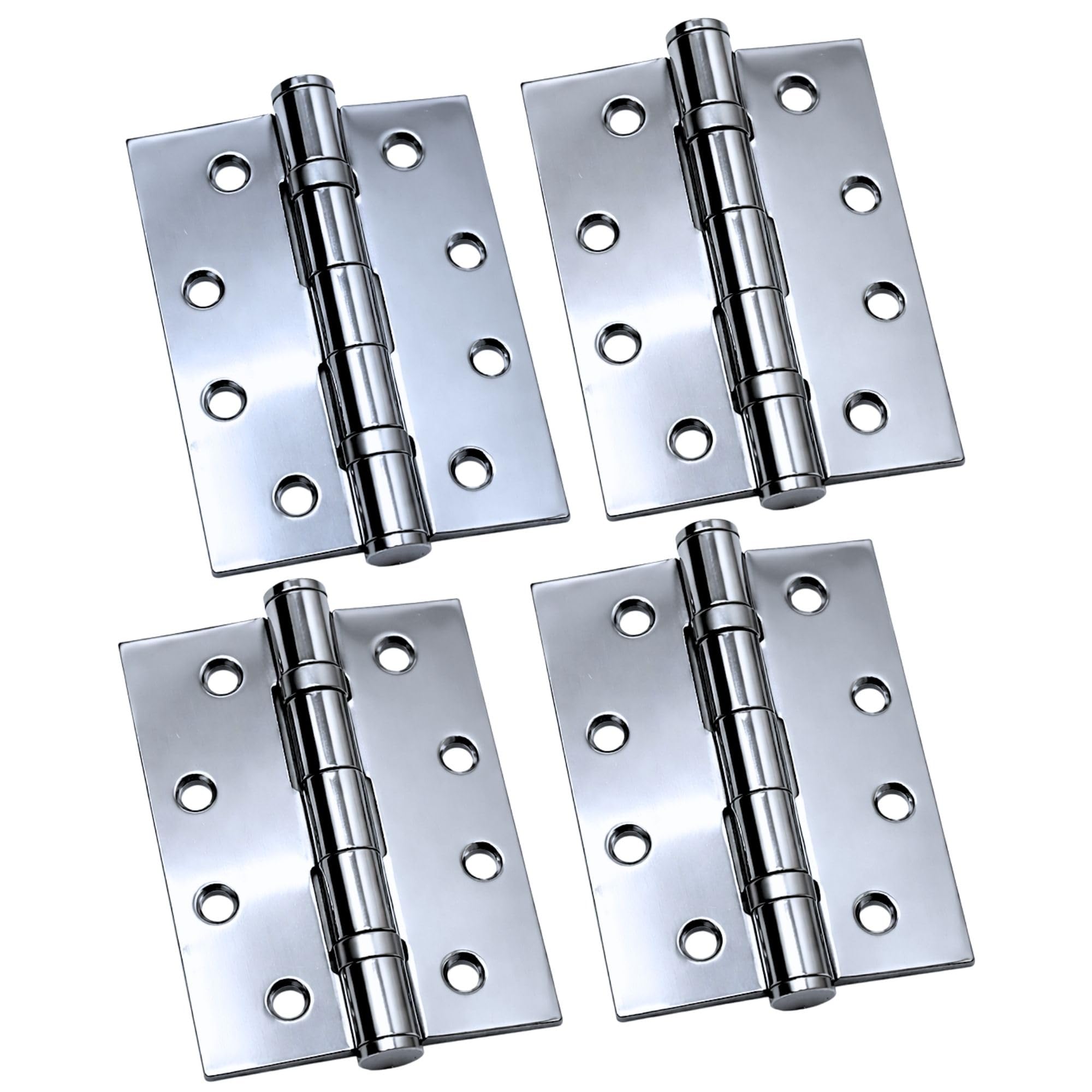 Uap Chrome Plated 4 Inch Ball Bearing Butt Door Hinges For Internal Doors 100Mm X 75Mm Mild Steel Square Corner Internal 2 Pack Polished Chrome
