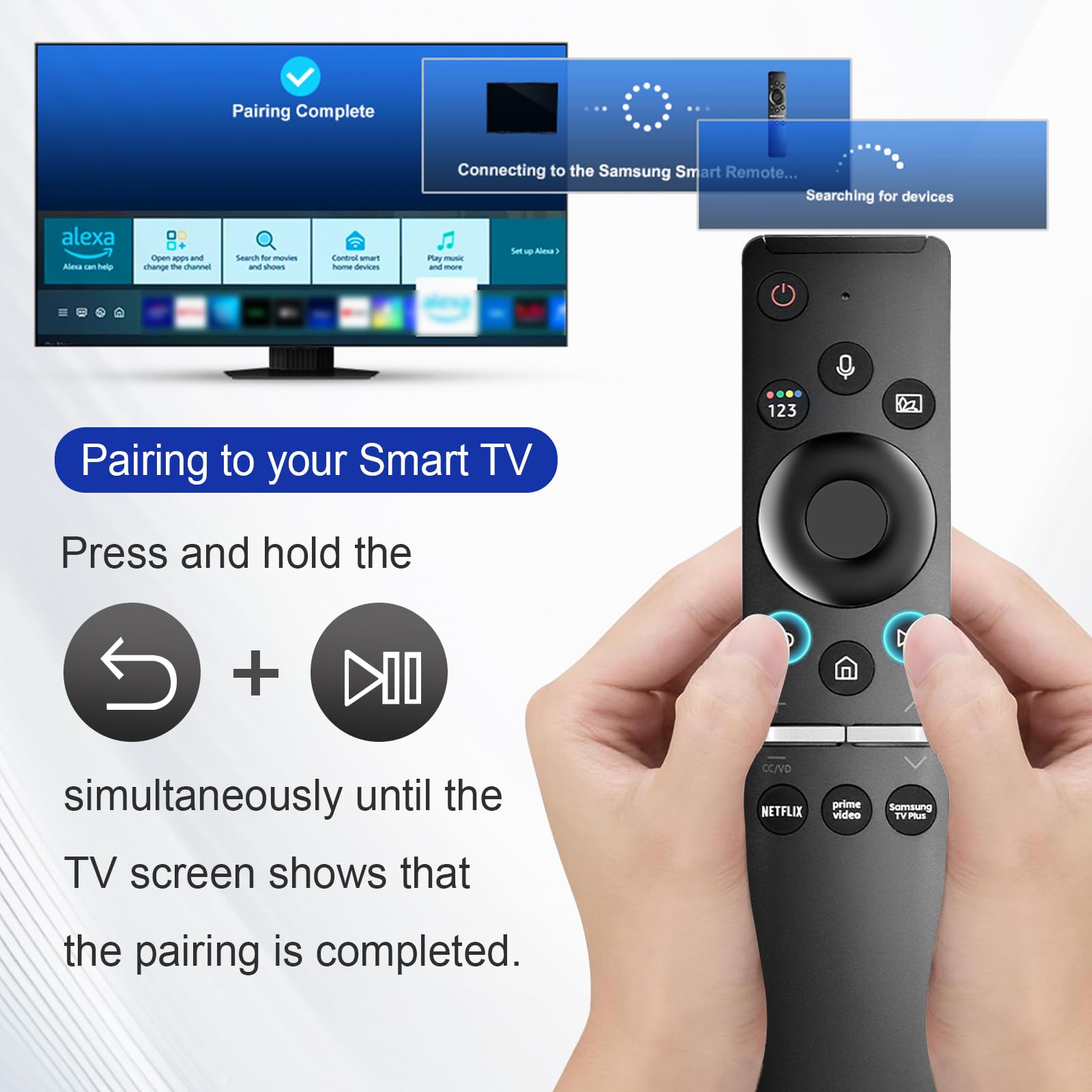 Telecomando vocale per Smart TV Samsung, telecomando universale compatibile con tutte le TV Samsung LED QLED UHD SUHD HDR LCD Frame curvo solare HDTV 4K 8K 3D Q60 Q70 Q80 cornice curva di ricambio