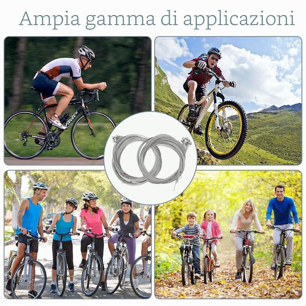 20 Pezzi Cavi Freno Bici Cavi Cambio, 10 Pz Filo Freno Bicicletta da 1,75 m, 10 Pz Cavo del Cambio da 2 m, Cavo del Freno Della Bicicletta di Ricambio, per Mountain Bike, City Bike