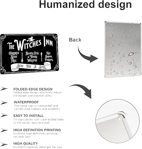 Miniatura 4 de The Wicked Witch Inn Stay for a Spell - Letrero de metal, decoración de cocina de bruja, decoración de fiesta de Halloween, decoración de pared de