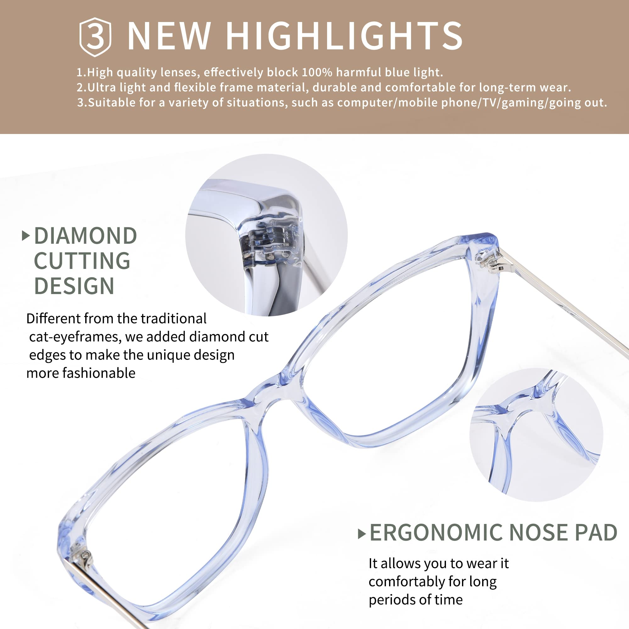 AB3304 Gafas de bloqueo de luz azul ojo de gato gafas de ordenador con filtro UV para mujer