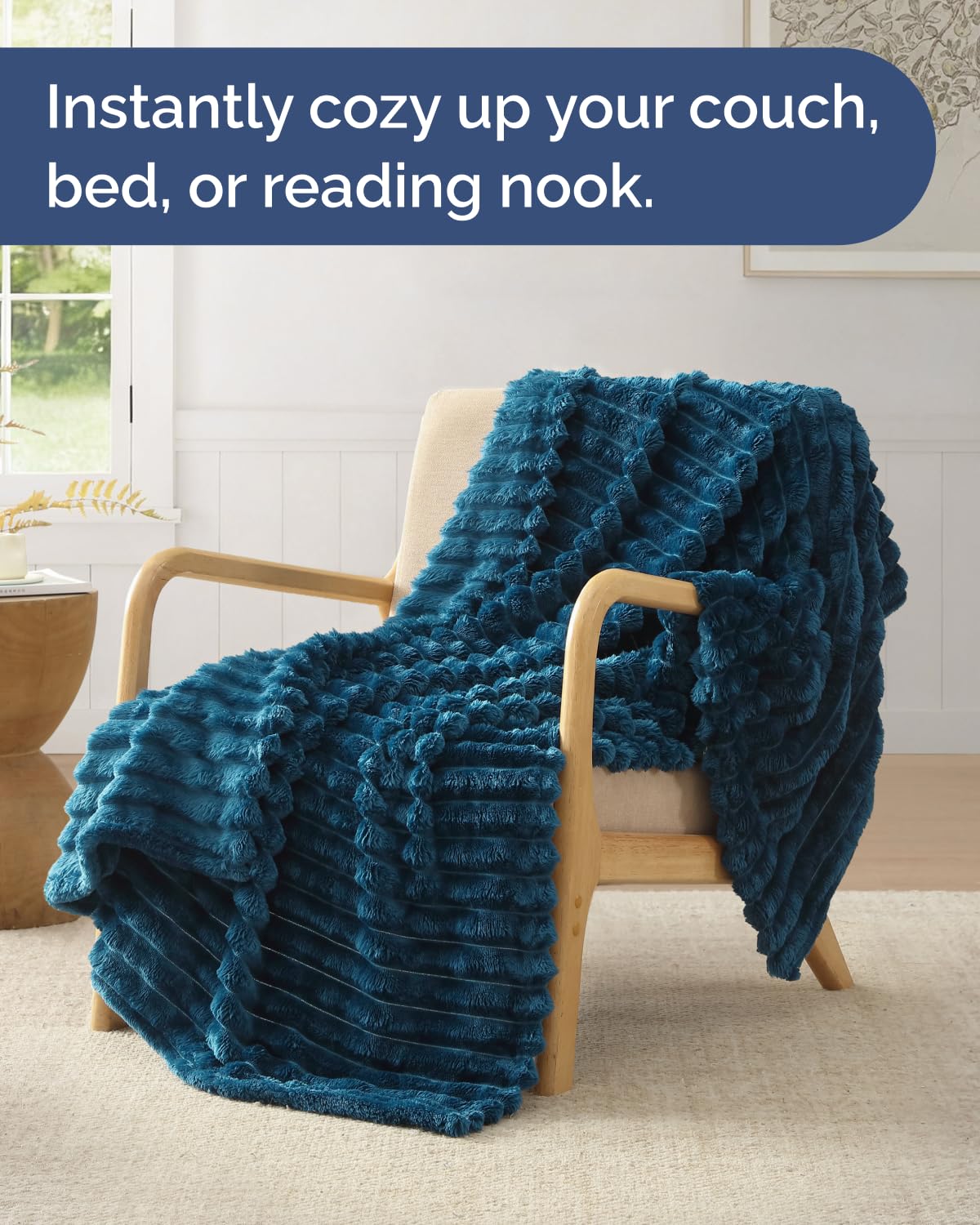 Super Soft Fleece Blanket Throw Size - Fleece Throw Blanket for Bed, Couch & Chair - Cozy, Warm & Breathable - All Season Fuzzy, Cute Decor, Microplush Bedding for Women, Men and Teens - 50x60, Navy — view 3