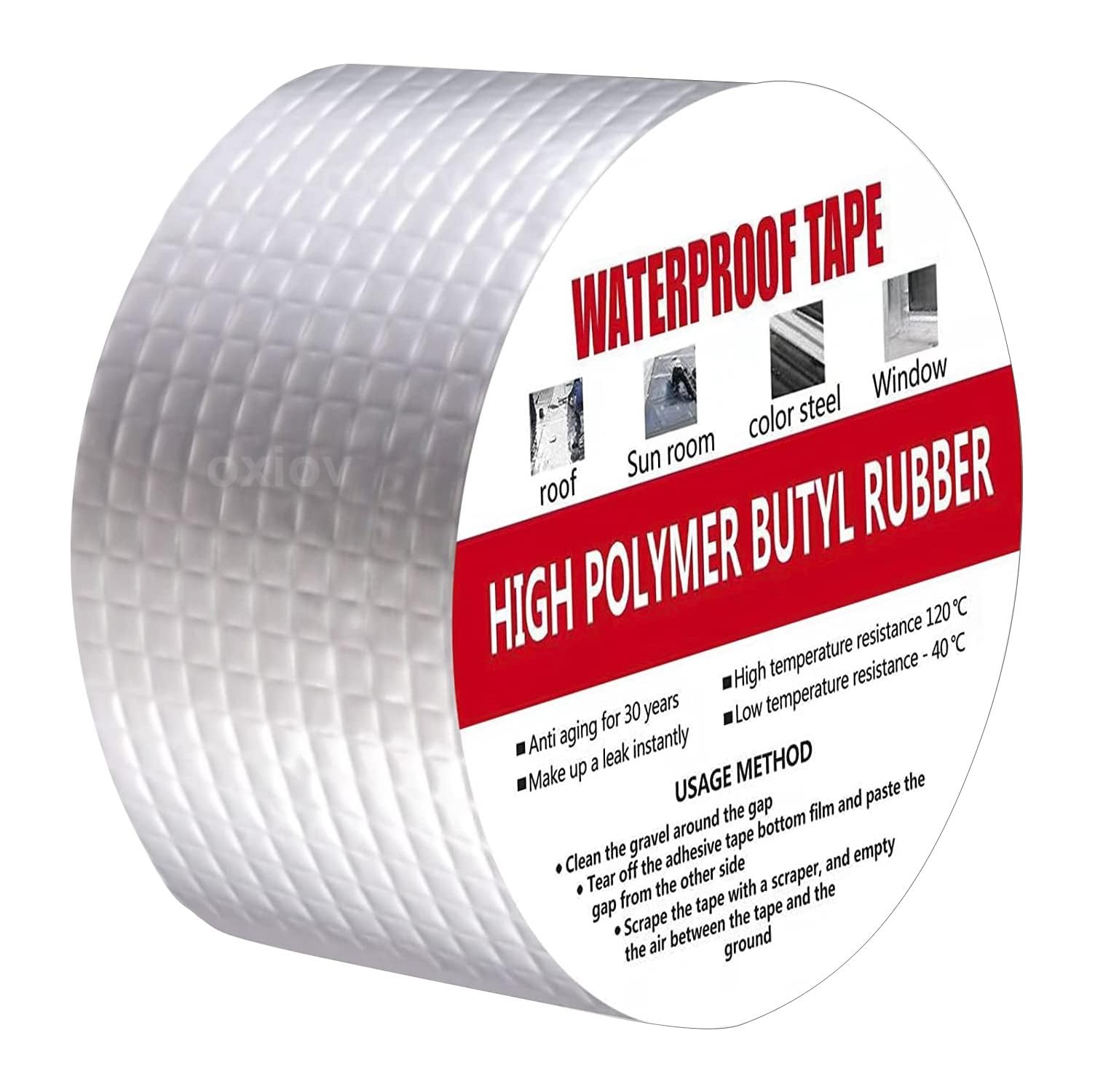 VDNSI Waterproof Aluminum Foil Rubber Tape Flashing Leak Proof Butyl Tape Crack Pipe Repair Tape Adhesive Tape Sealing Butyl Rubber Tape Pipe Leakage Repair Duct Tape (3CM x 3M) (B0BC8XCJTV) Amazon Price History, Amazon Price Tracker